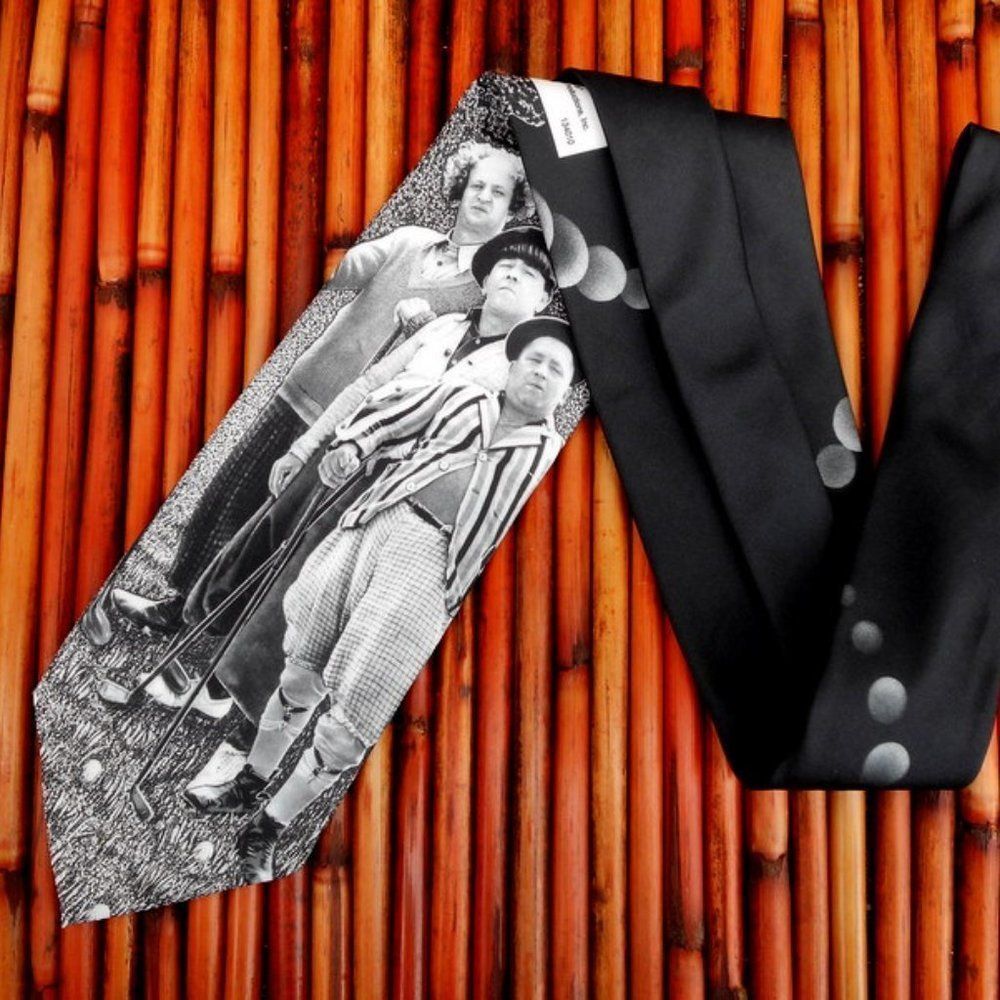 EUC VINTAGE RALPH MARLIN - "Golfing Stooges" 1995 Columbia 100% Polyester Tie